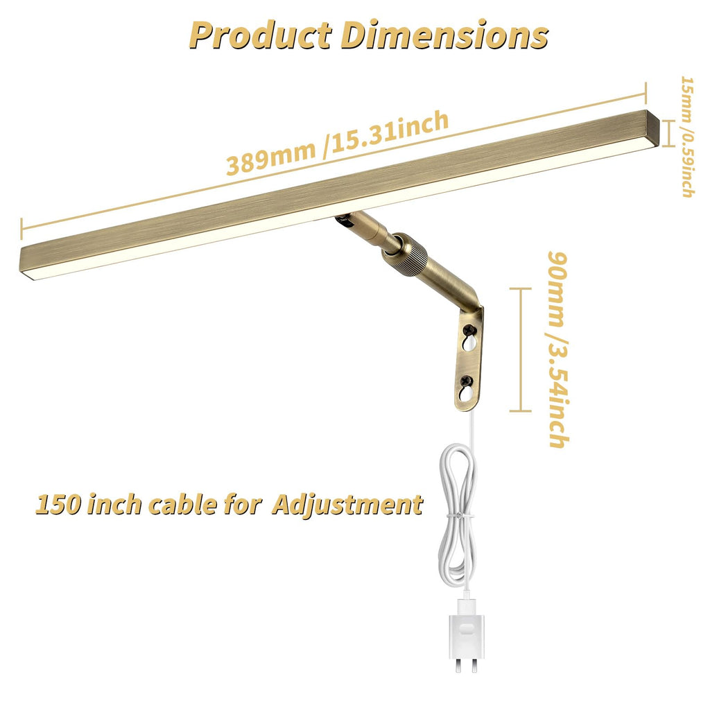 2 Pack LED Picture Lights for Paintings Plug in, 16 Inch 4W Adjustable Art Light Gallery Wall Light for Display Art