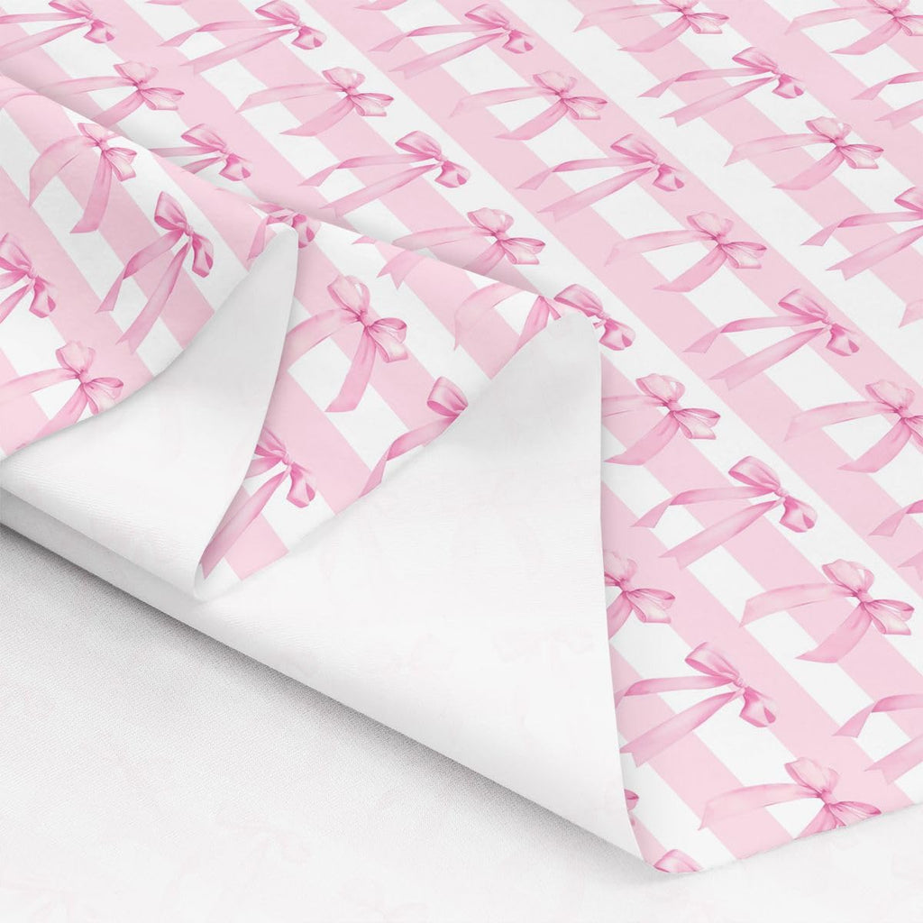 Girly Coquette Bowknots Indoor Outdoor Fabric, Preppy Soft Polyester No Stretch Princess Style Crafts & Sewing