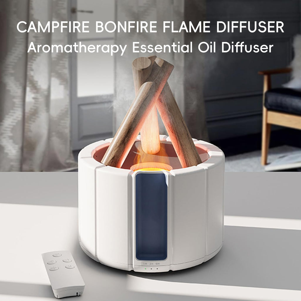 Campfire Flame Fire Diffuser, Bonfire Aromatherapy Essential Oil Diffuser, 250ml Wood Cool Mist Humidifier, Remote