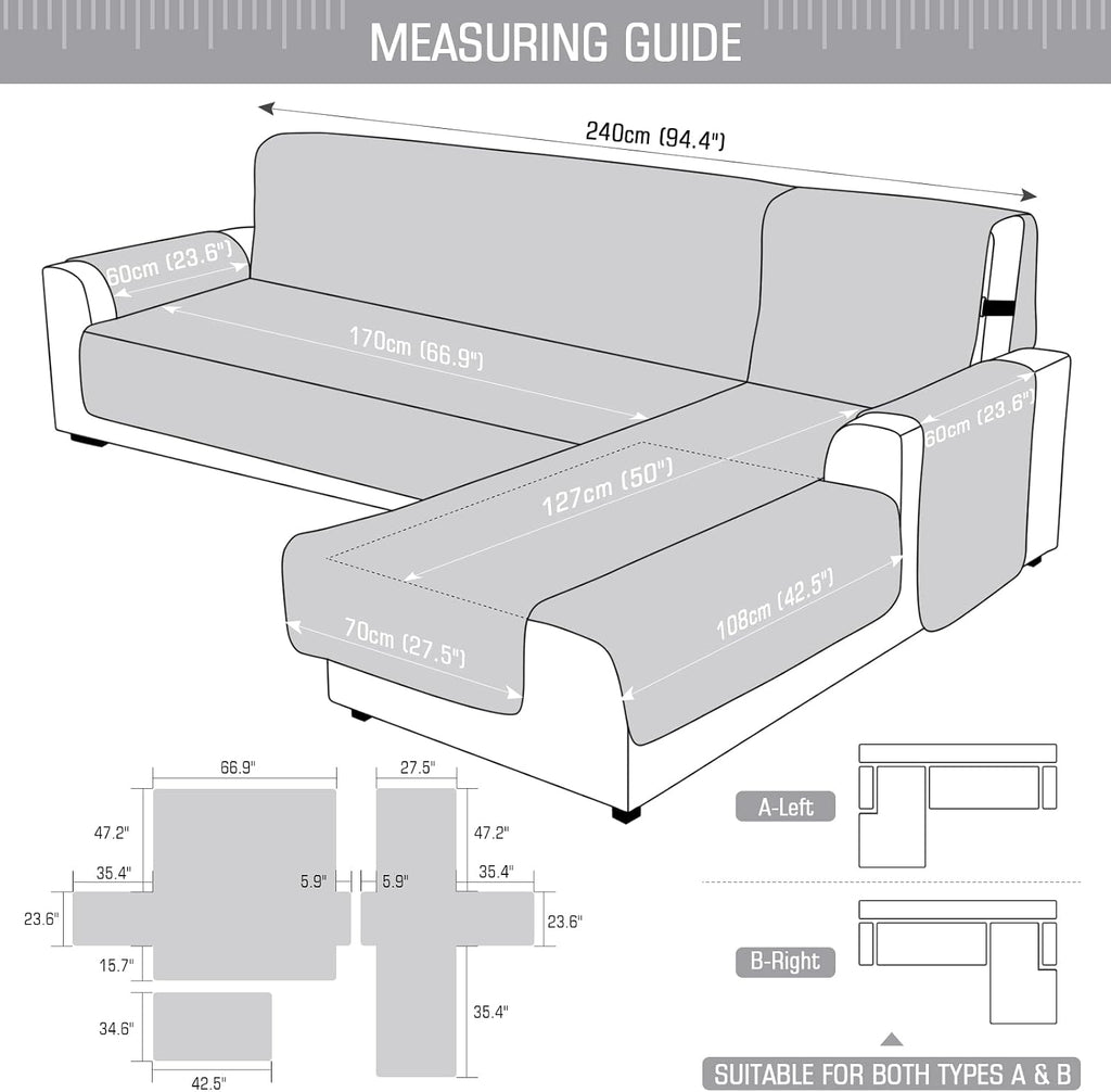 Waterproof Sectional Couch Covers L Shaped Sofa Covers Chaise Lounge Cover 3pcs Reversible Sofa Covers for Sectional