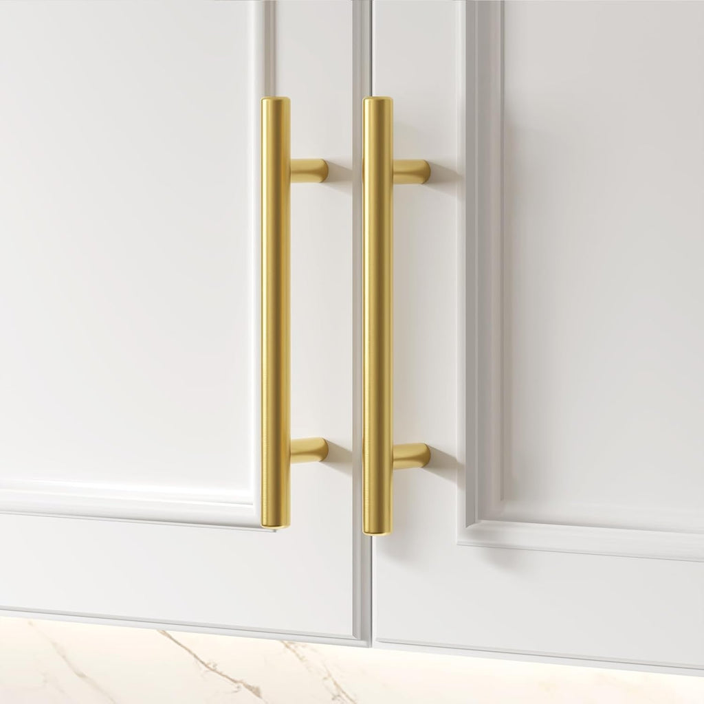 10 Pack 3 inch Gold Cabinet Handles Brushed Gold Cabinet Pulls Stainless Steel Drawer Pulls, Durable Kitchen Cabinet