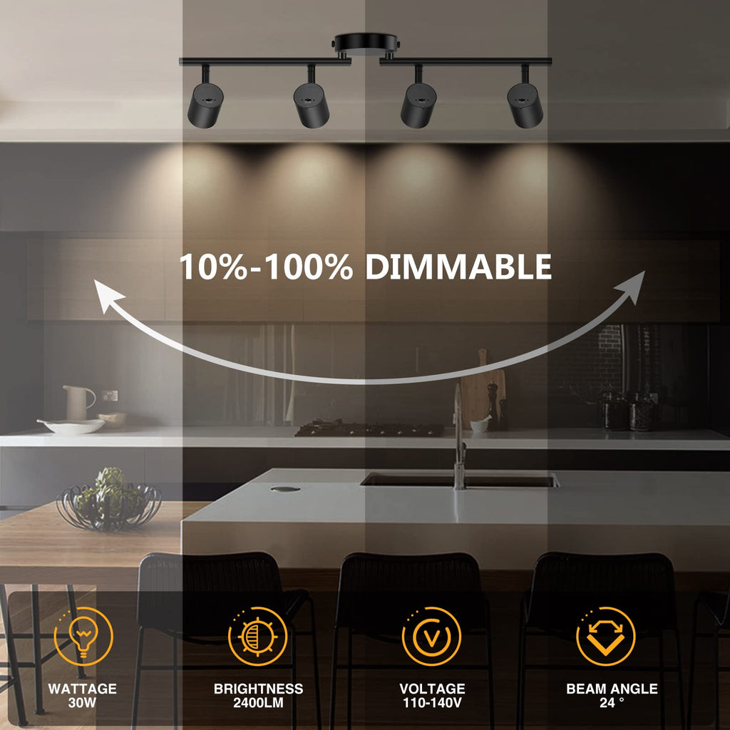 4 Light LED Track Lighting Fixtures Ceiling, Black