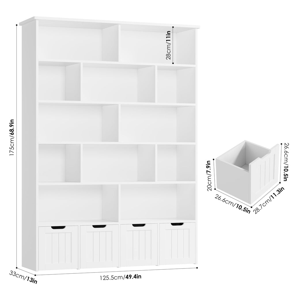 69" H Large Toy Storage Organizer with 4 Movable Drawers