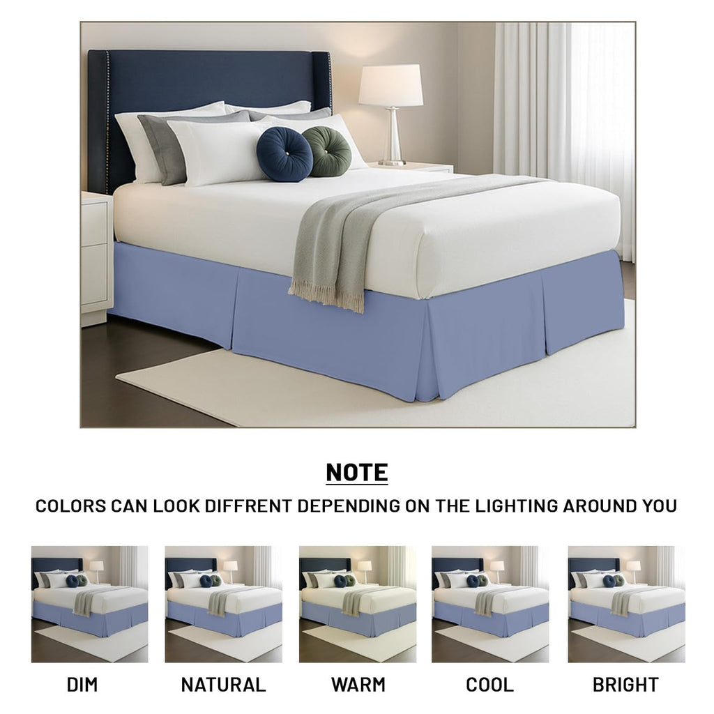 16 inch Drop Bed Skirt Queen Size Platform Style with Secure Fit, Classic Tailored Look, Elegant Pleated Style Dust