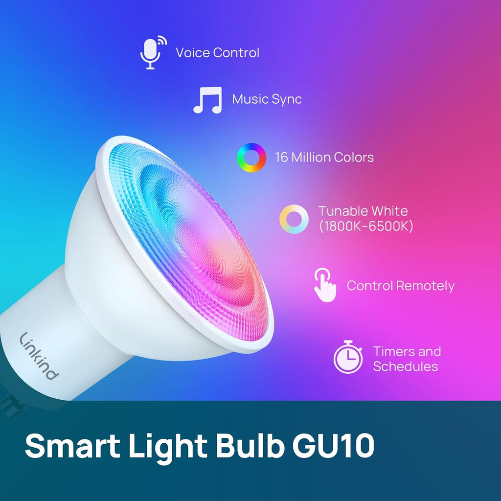 Matter GU10 Smart Light Bulbs, MR16 GU10 LED Bulbs, 4Pack