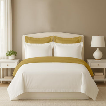 5PC Reversible Duvet Cover Set California King 104x98 - 100% Egyptian Cotton, Sateen, Soft & Cooling, Hidden Zipper &