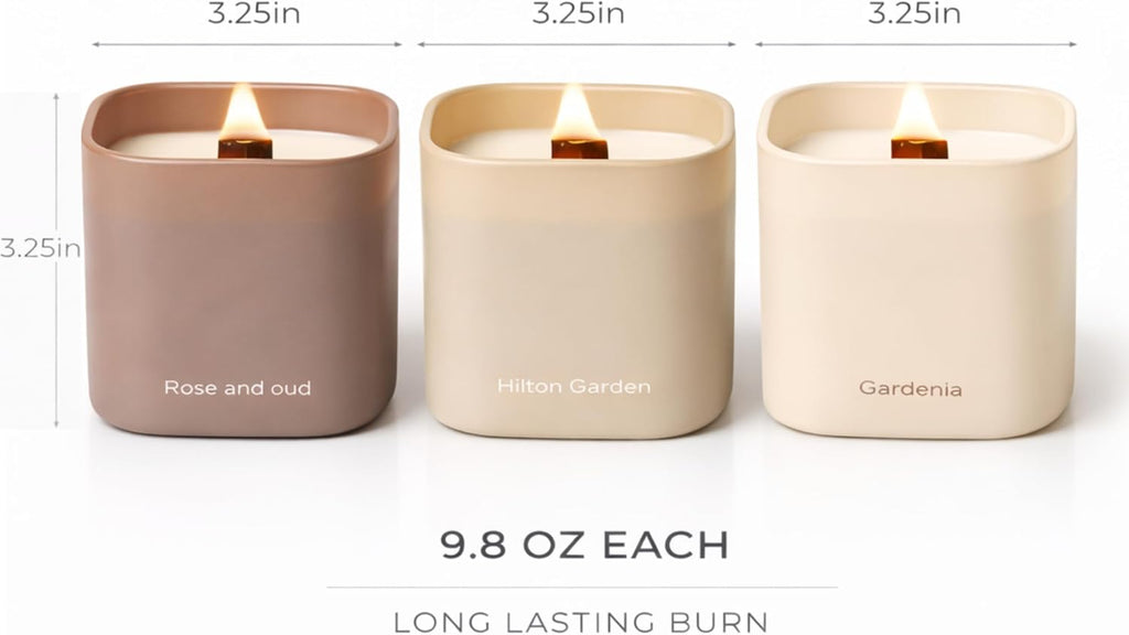 Set of 3 Premium Scented Soy Candles Gift Set | Nature's Bloom Collection - Gardenia, Hilton Garden and Rose & Oud |