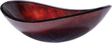 Eden Bath Red Copper Reflections Canoe Shaped Glass Sink Bowl Bathroom Vessel Sink for Vanity Top