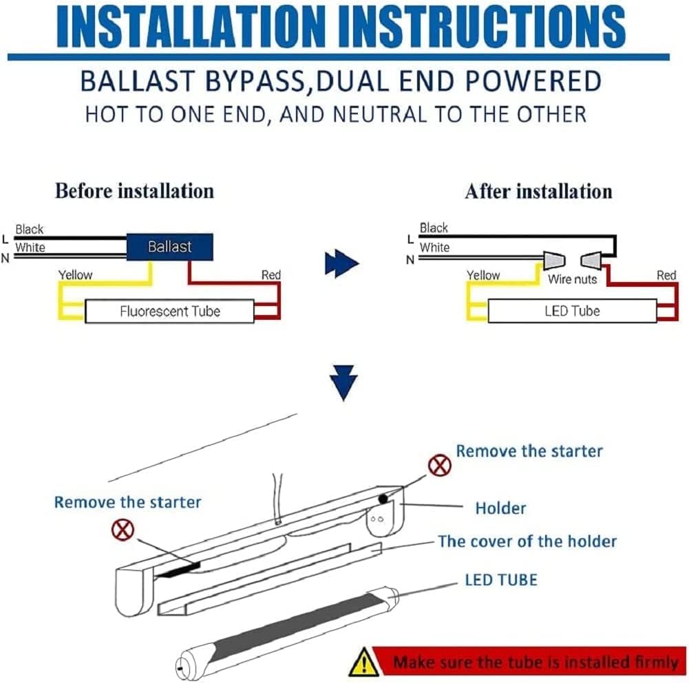 8FT LED Tube Light, 50W 6000LM 5000K, 270 Degree V Shaped