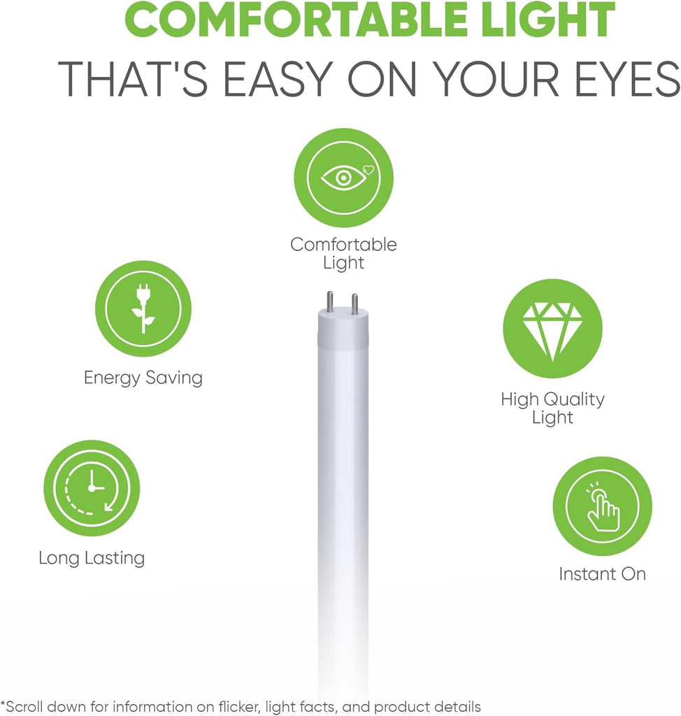 40 in. T8 G13 Type A Plug & Play LED Tube, Daylight (5000K) Direct Replacement for 28W F28T8/950/40