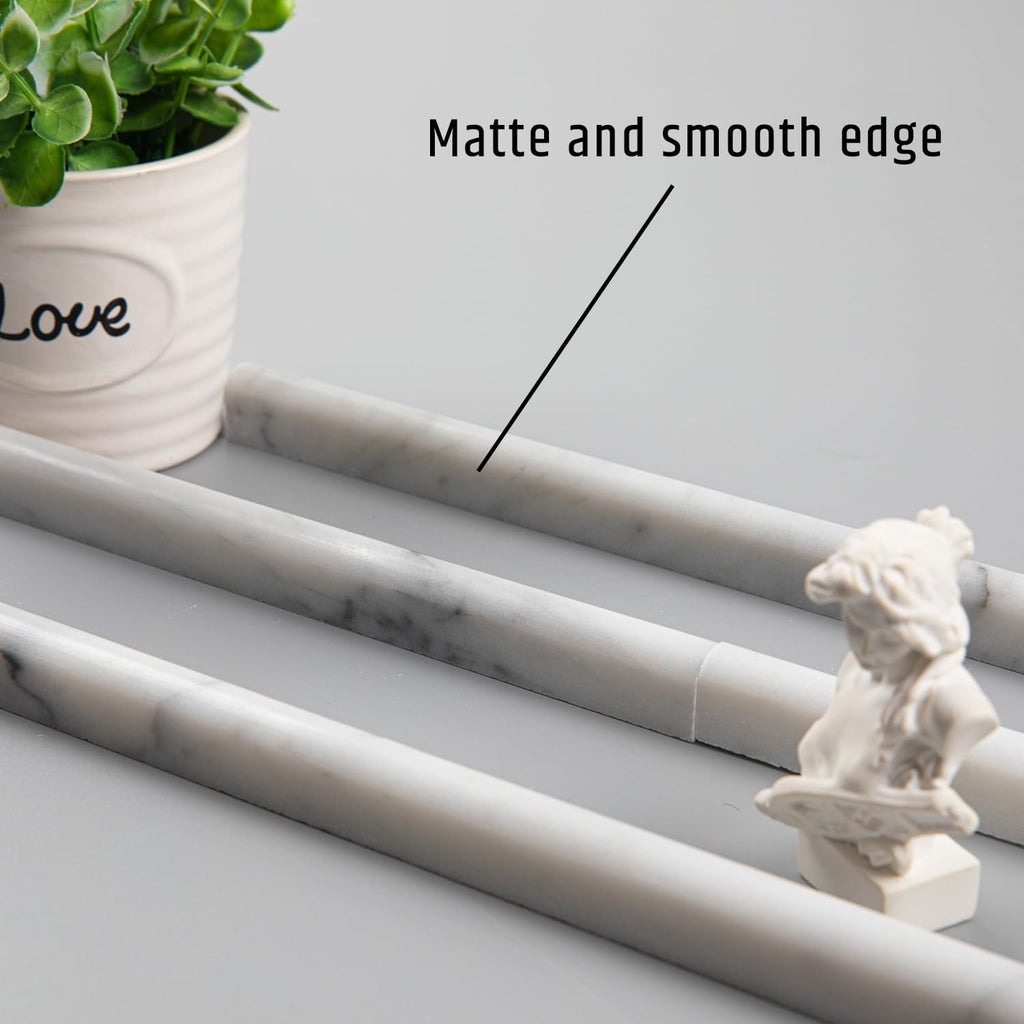 Carrara White 1/2" X 12" Marble Pencil Liner Tile, Edge Trim Molding for Shower and Backsplash, Bullnose Tile Trim