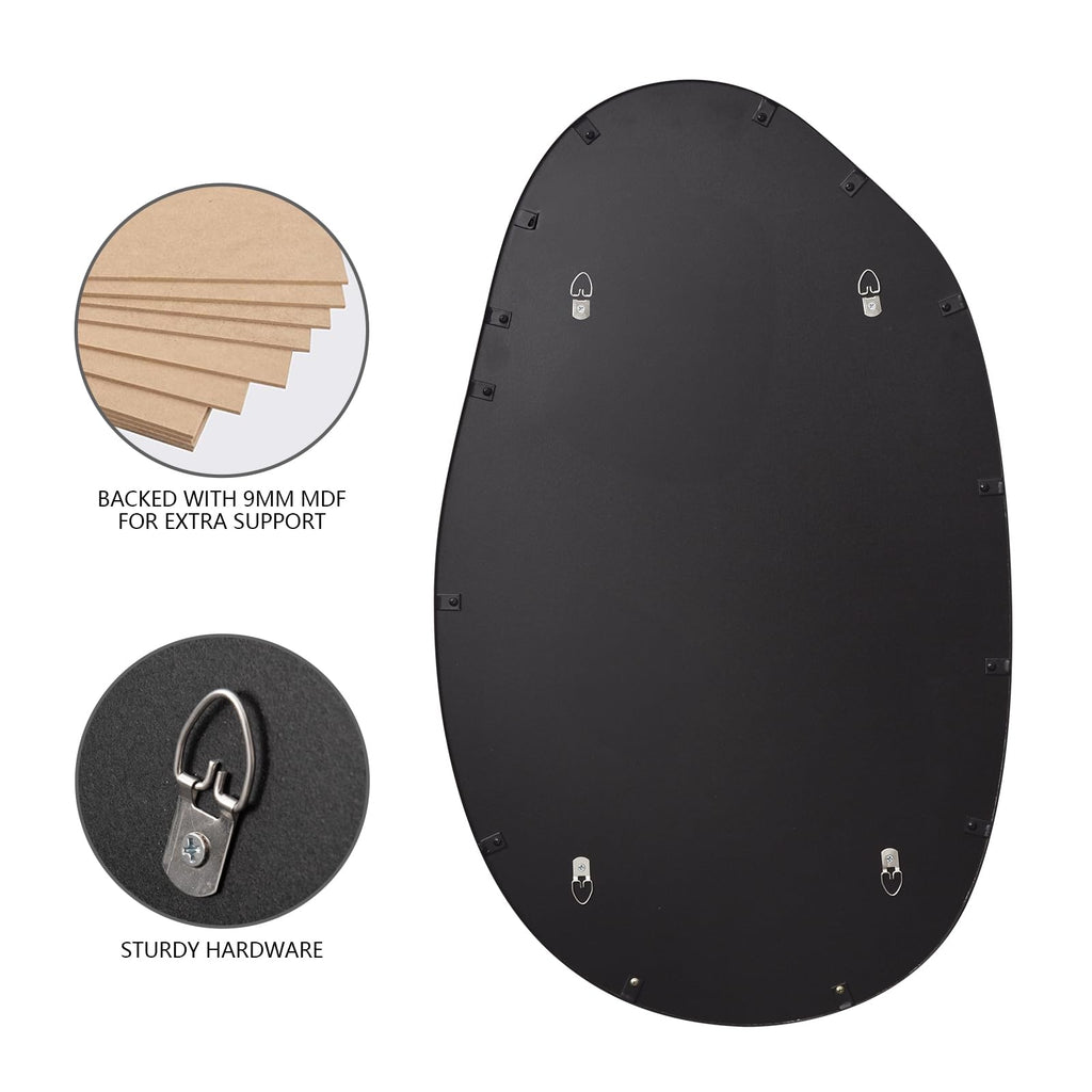 20.5"x33.5" Black Asymmetrical Mirror Irregular Wall Mirror