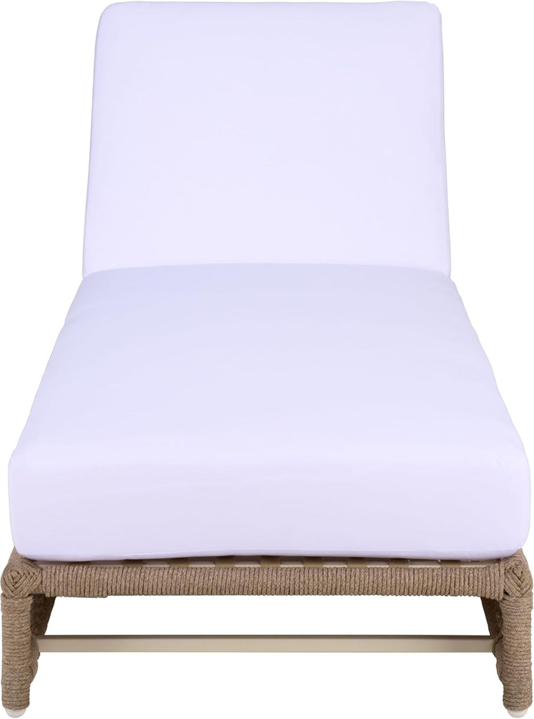Outdoor Patio Furniture Collection - Callan Heather Tan Rope & White Cushion Lounger, Fully Assembled Outdoor Chaise