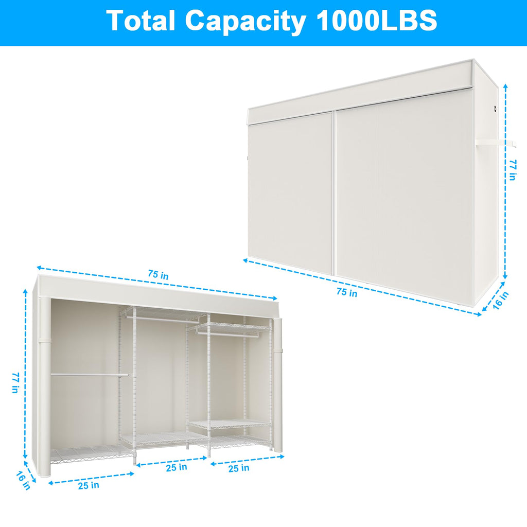 E13C Pro Heavy Duty Closet Organizer System,Freestanding Clothing Racks for Hanging Clothes,Adjustable Garment Rack