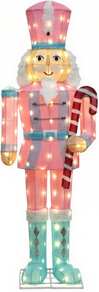 61-Inch Large Outdoor Nutcracker Christmas Decor with LEDs 5 Feet Lighted Large Nutcracker Lighted Christmas