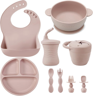 9 PCS Silicone Baby Feeding Set, Suction Plate & Utensils