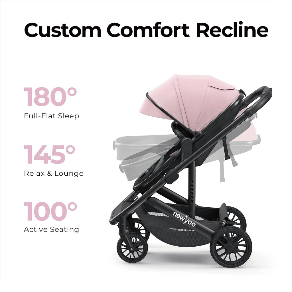 Nestro 516M in-1 Convertible Infant Stroller, Pramette Mode, Pink