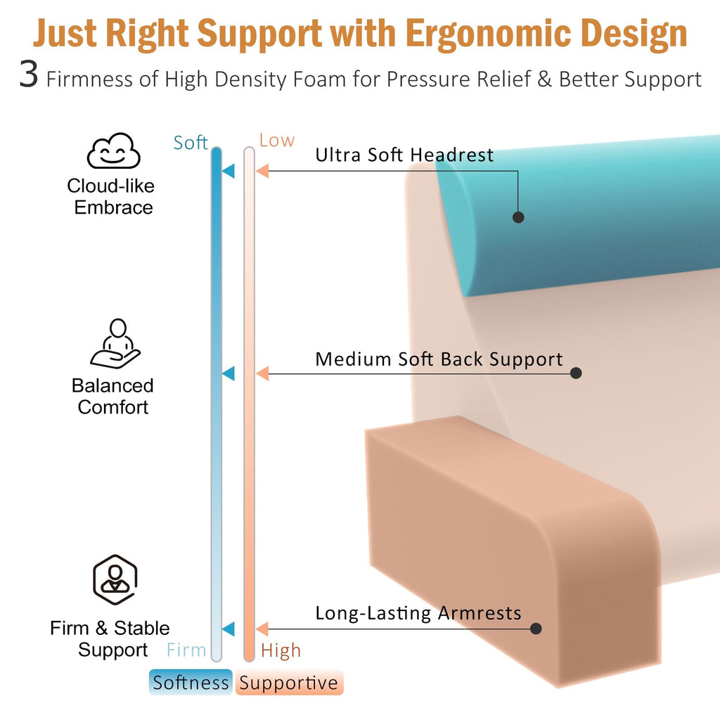 21'' Reading Pillow for Adults with XL Side Pockets, Adjustable Arms