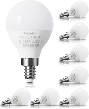8 Pack E12 LED Ceiling Fan Light Bulbs, A15, 60W Equiv., Daylight 5000K