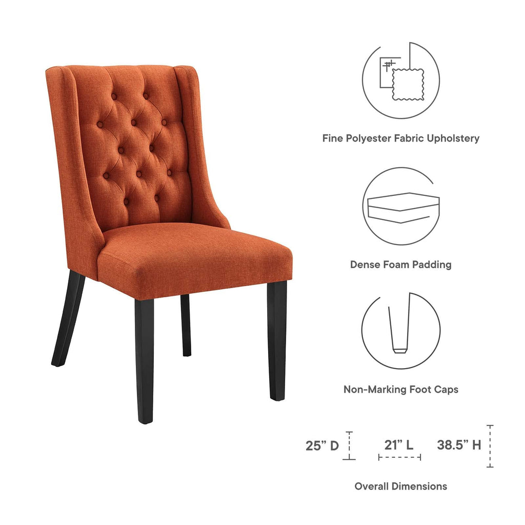 Baronet Button-Tufted Fabric Parsons Dining Chair in Orange