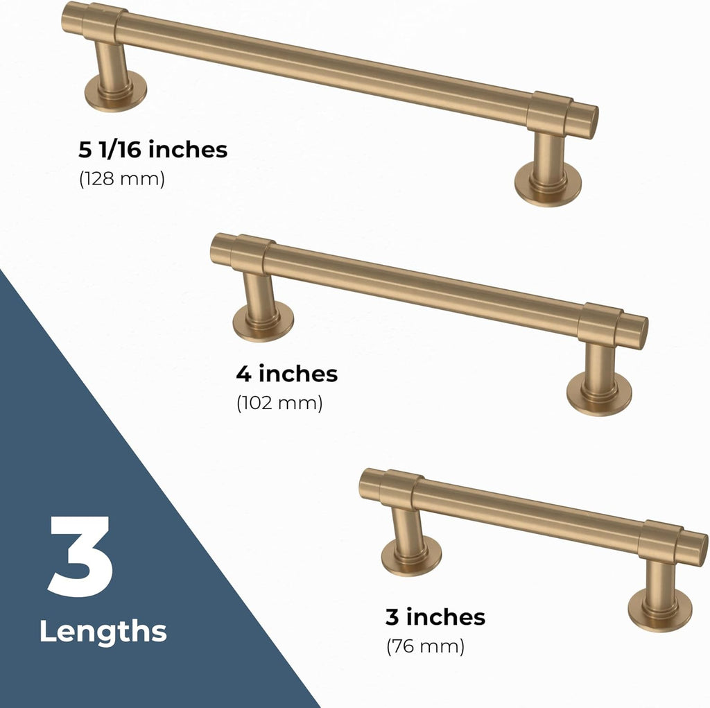 Francisco (10-Pack) Cabinet Handles 4" Hole Center Pulls | Champagne Bronze Hardware Kitchen Door, Drawers, Dressers