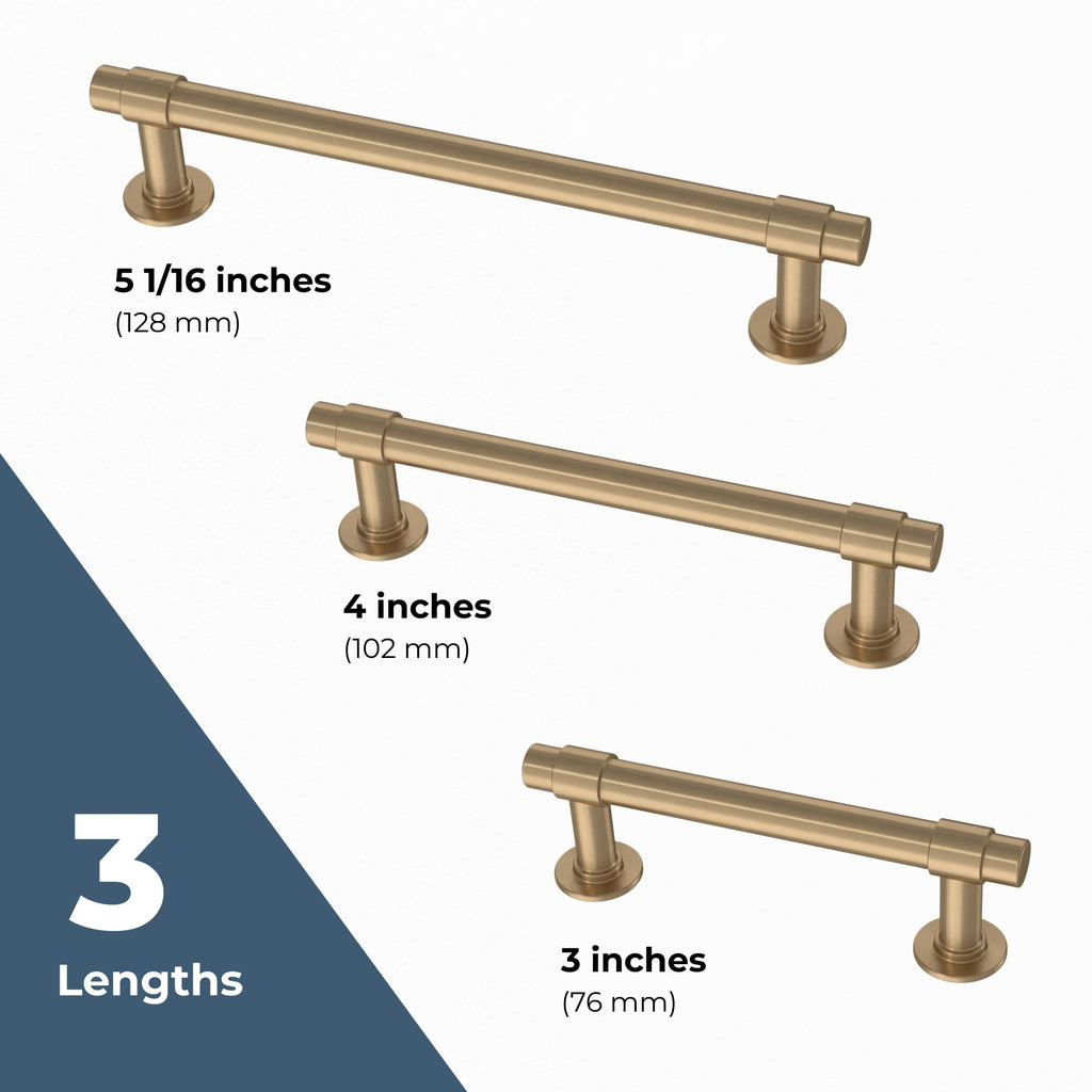 Francisco (10-Pack) Cabinet Handles 3" Hole Center Pulls | Champagne Bronze Hardware Kitchen Door, Drawers, Dressers