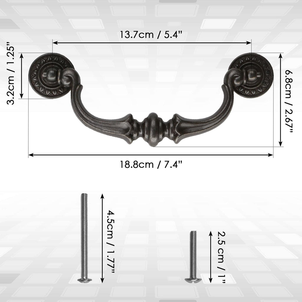 5.5 5 1/2 C-C Inch Drawer Pulls, 2 Pack 140mm Hole Centers Vintage Style Large Drop Bail Handles for Dresser