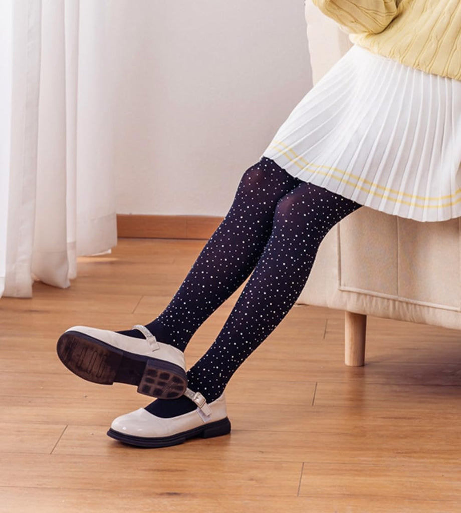 Girls Glitter Tights, Soft Opaque Tights Sparkle Rhinestone Tights School Dress Dance Stockings