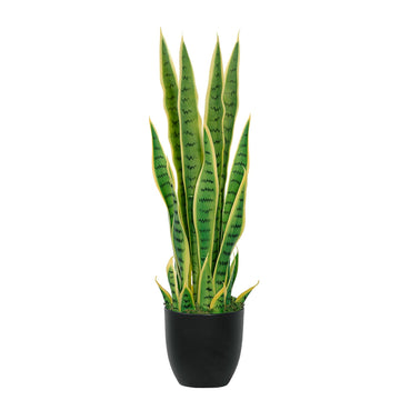2ft Artificial Snake Plant - 28in Faux Sansevieria Plants, Fake Floor Plant for Indoor Outdoor, Front Porch Patio