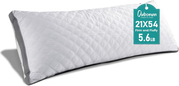 Full Body Pillow for Side Sleeper, Adjustable Firm Long Bed Pillow | Extra Fill Plush Support - Large Quilted Loft