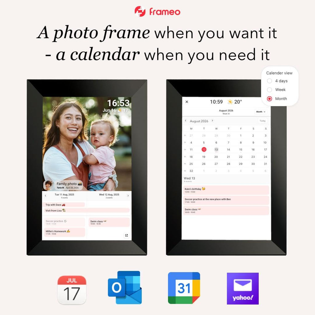 10.1 inch 32GB Digital Picture Frame, IPS LCD Touch Screen, Auto-Rotate Easy Setup to Share Photos & Videos via