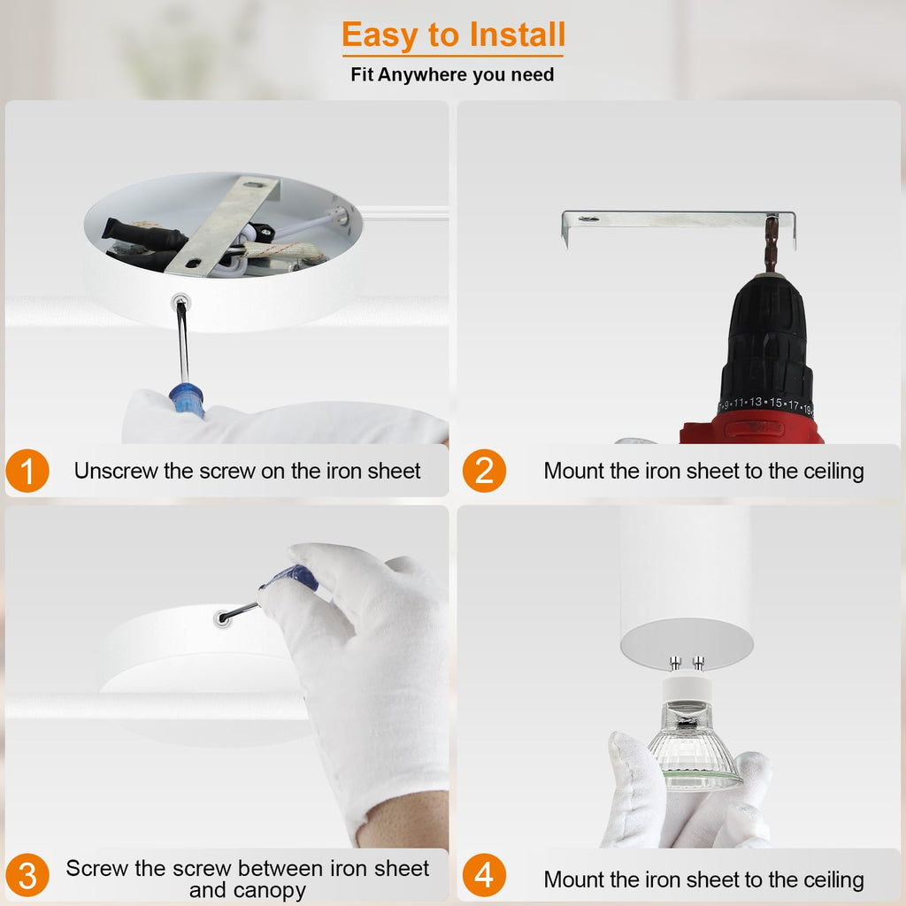 Plug in Track Lighting LED, Track Lighting Fixtures Ceiling, White 8-Light Kitchen Light Kit, Plug in Wall Light