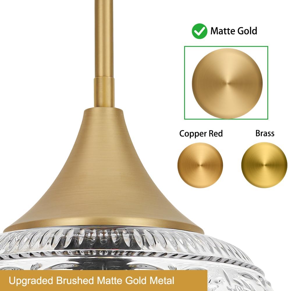 Gold Pendant Light - Modern Pendant Lights Kitchen Island with Handblown Glass, Vintage Hanging Light for Kitchen