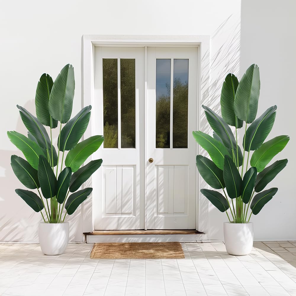 Artificial Bird of Paradise Plant 6 Ft Tall Fake Banana Plant for Indoors and Outdoors, Faux Palm Tree with Plastic