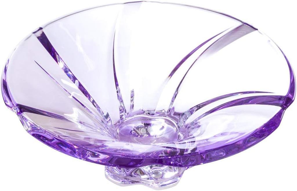Bohemian Crystal AU51938, 12'' Dia Sprayed Fruit Bowl Oklahoma, Novelty Designed Candy/Snacks Plate Amethyst