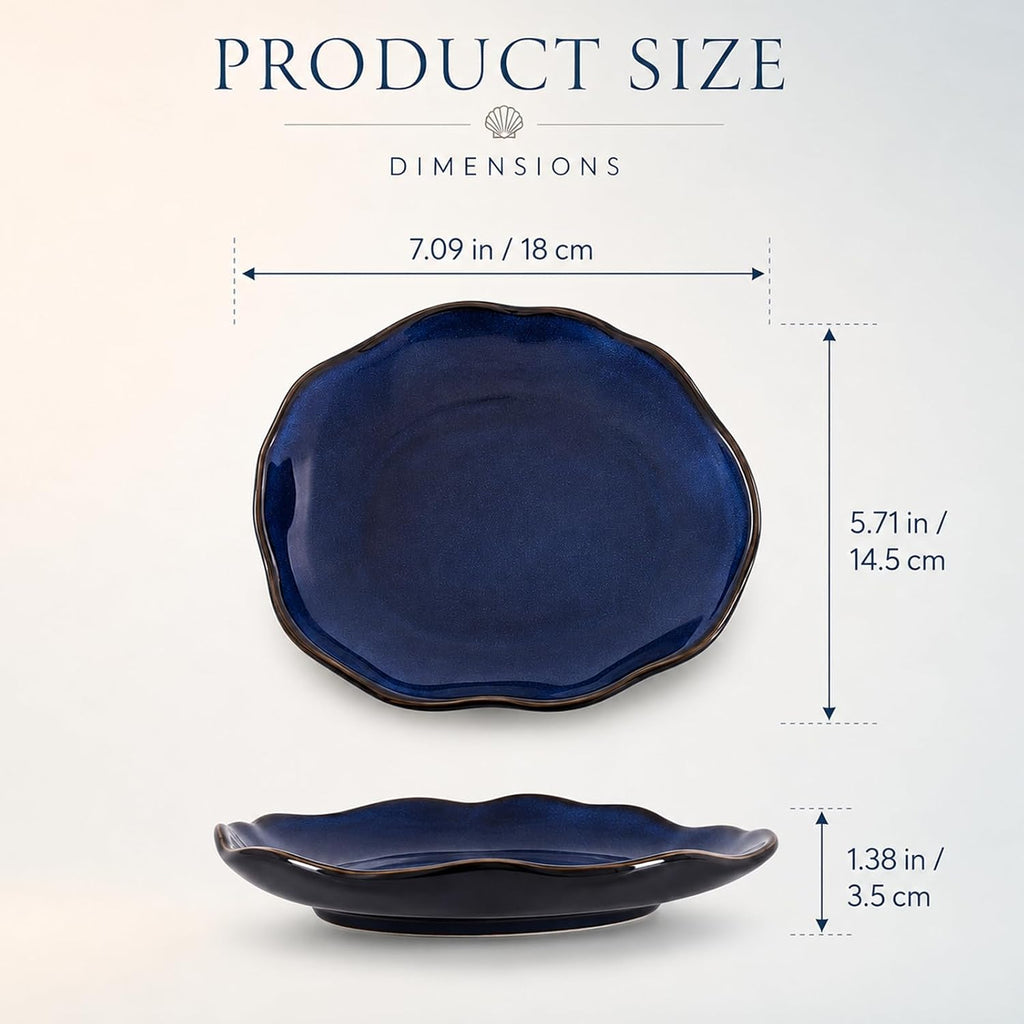 Decorative Ceramic Bowl Pottery Bowl Decor Shallow Catchall Dish for Keys Candy Jewelry Irregular Glazed Tray