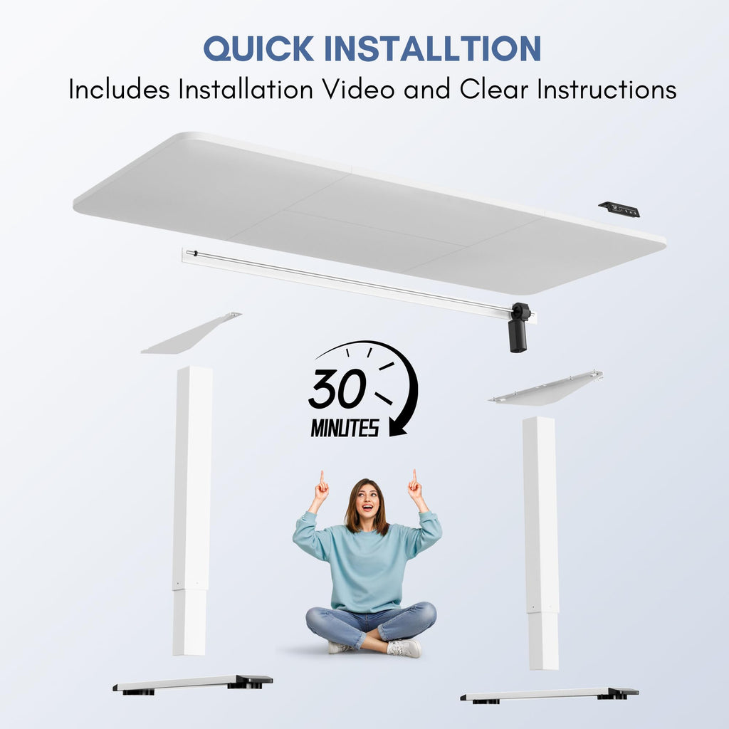 63 Inches Electric Height Adjustable Standing Desk Home Office Desk