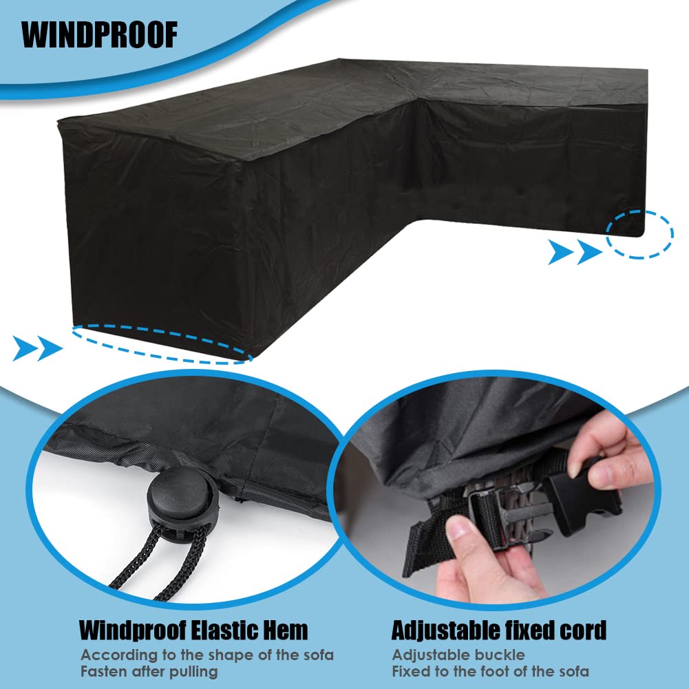Patio Sectional Sofa Cover Waterproof L Shape Furniture Cover Outdoor Couch Cover Heavy Duty Garden Furniture