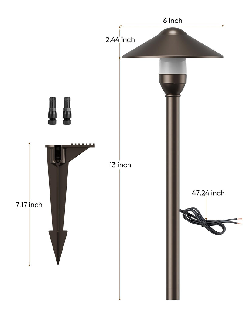 Low Voltage Pathway Lights with G4 3W 3000K Bulbs 12-Pack, ORB Aluminum