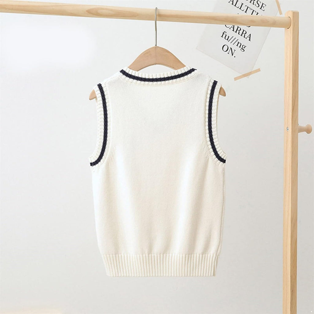 Sweater Vest Cable Knit V Neck Knitted Uniform Toddler Kids Girls Clothes Dress Vests White 3 to