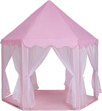Kids Hexagonal Princess Tent with Bunting, Indoor Castle Playhouse for Girls, Large Spacious Kids Hideaway Tent