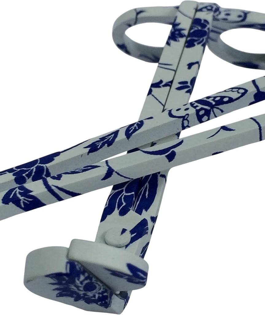 Wick Trimmer with Ornate Blue and White Nature Pattern