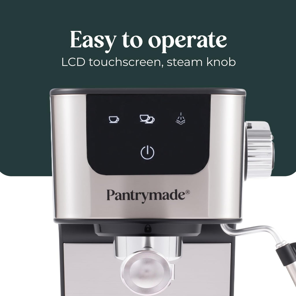 Espresso Machine with Milk Frother, LCD Touchscreen, 20 Bar