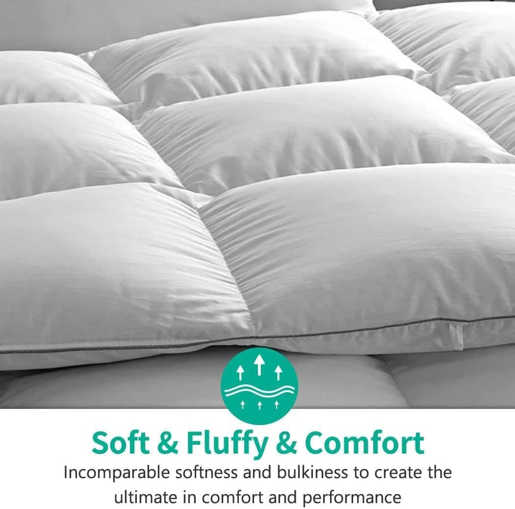 Lightweight All-Season Down Feather Fibers Comforter Queen/Full Duvet Insert for Hot Sleepers/Warm W