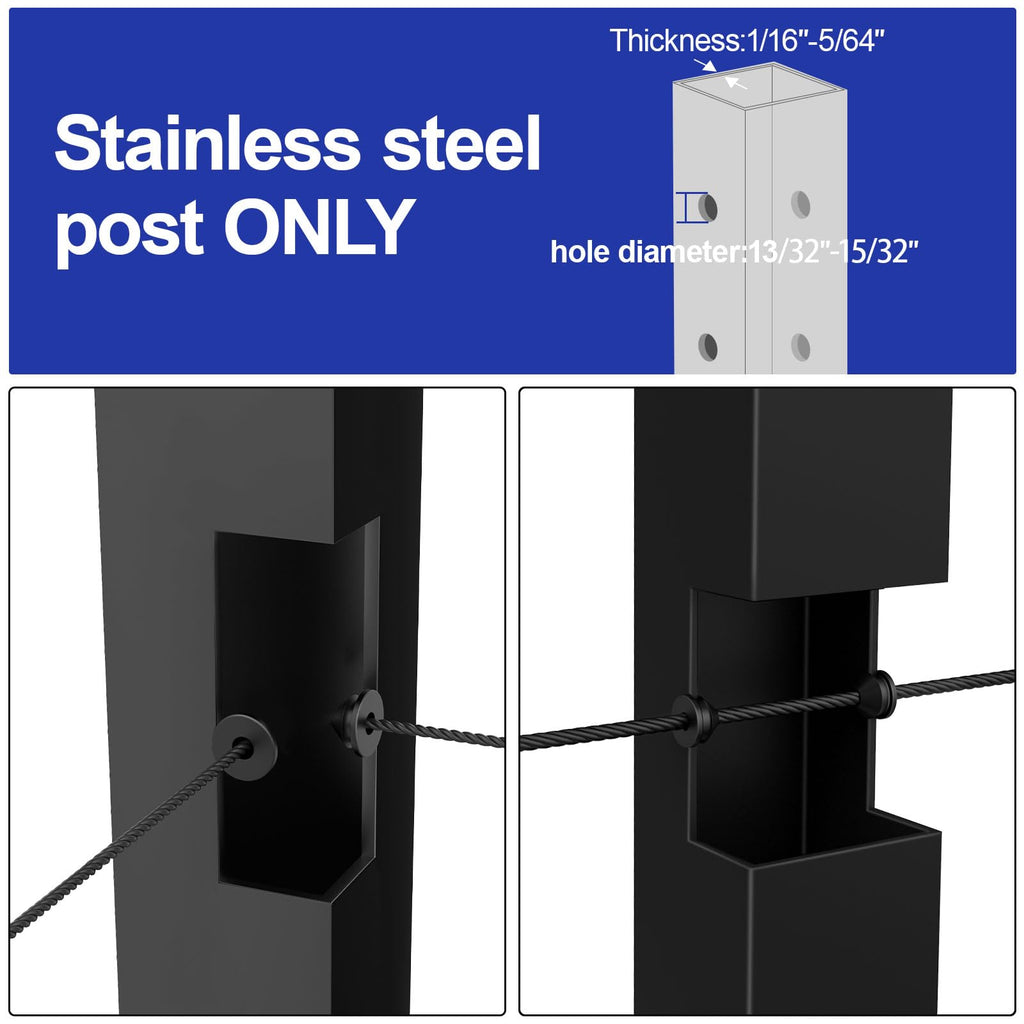 300 Pack Cable Railing Rubber Grommets for 1/8" 5/32" 3/16" Cables for Metal Cable Railing Posts, 1/8" Cable Railing