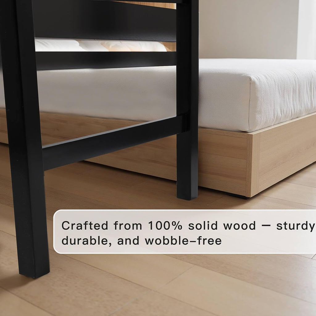 41‘’x27''Bedside Dog Bed with Stairs, Wooden Elevated Dog Bunk Bed Cosleeper with Removable Mattress