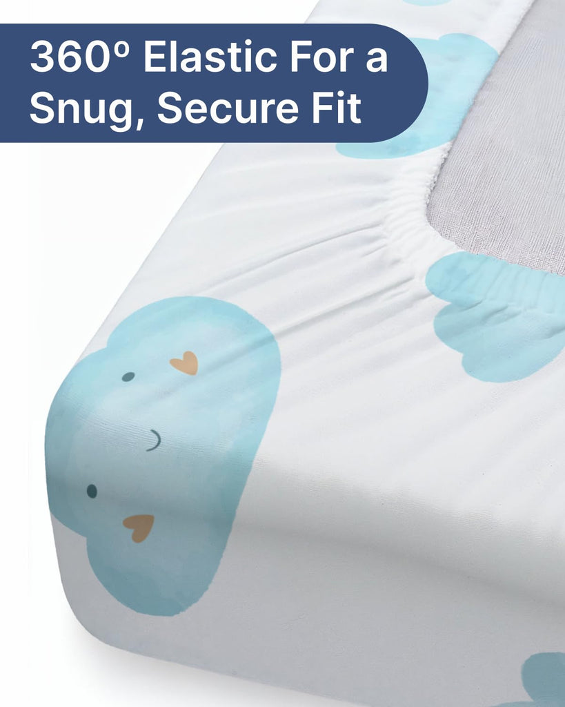Crib Sheets - Pack of 2 Fitted Sheets for Standard Crib - 52x28in, Clouds