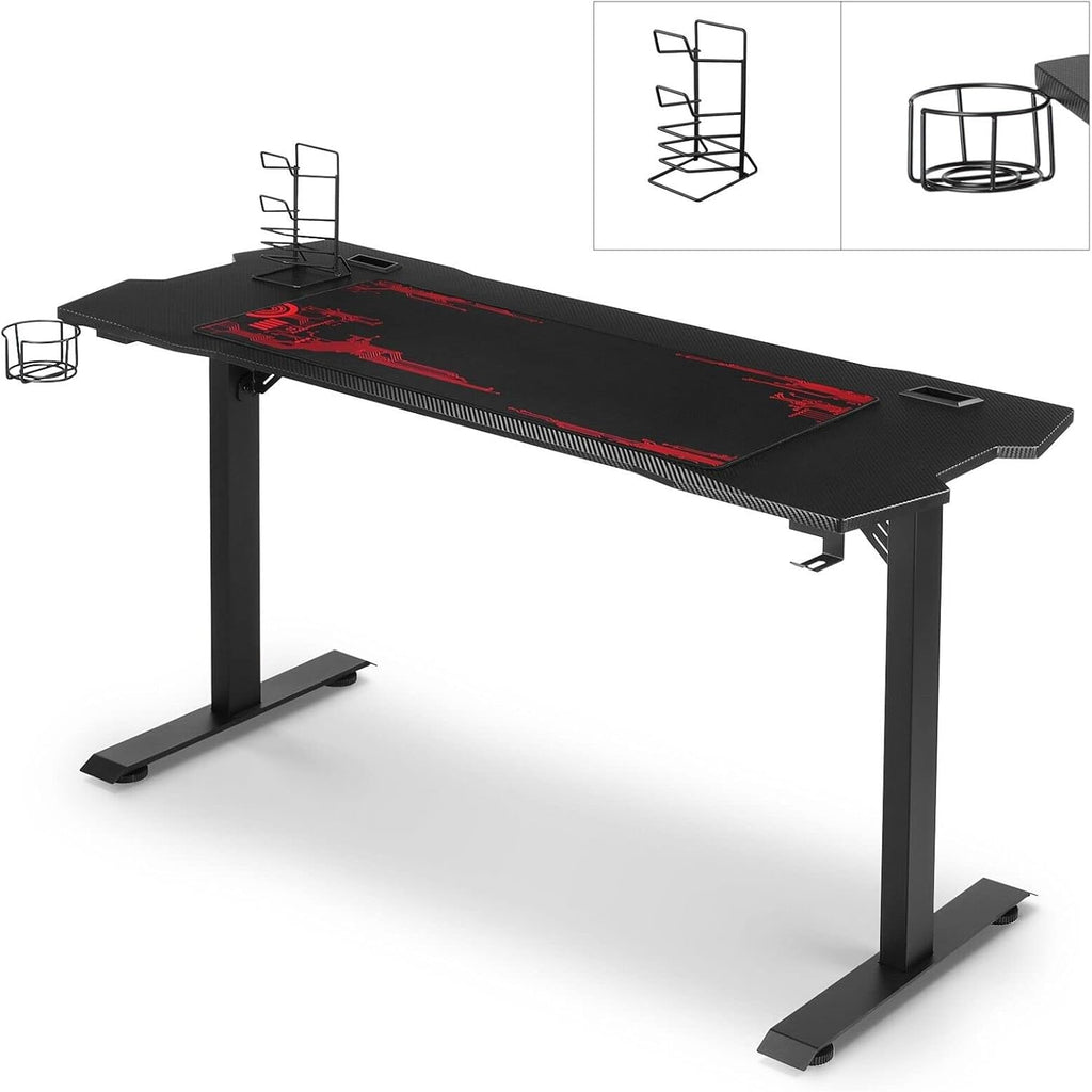 55 Inch Gaming Desk Home Office Computer Desk Carbon Fiber Workstation with Pad