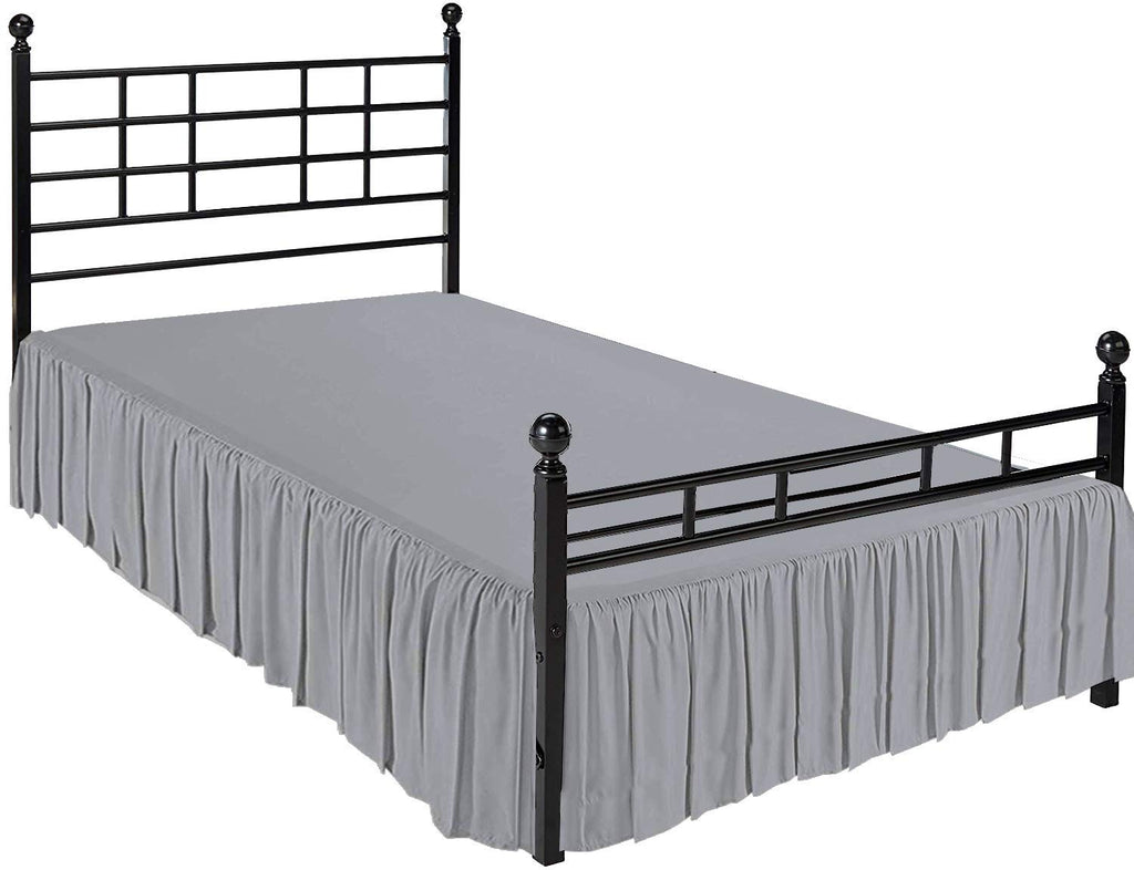 Ruffled Bed Skirt with Split Corners - Light Grey, Full-XL, 21 Inch Drop Bedskirt Expertise Tailored fit Wrinkle Free