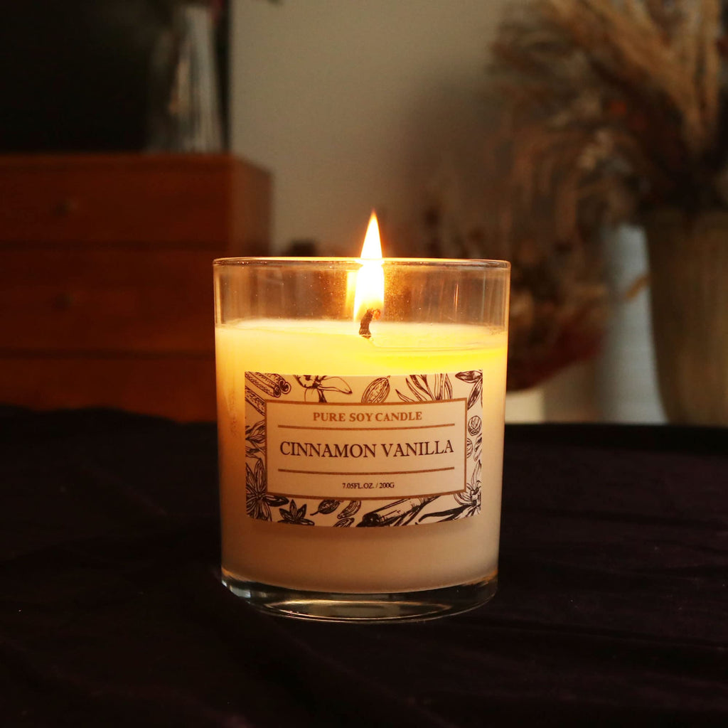 Non Toxic Candle - Soy Cinnamon Vanilla Scent, Highly Scented Spring Candle, New Home Gift, Luxury Scents